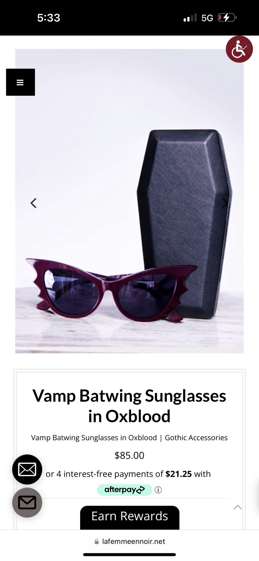 La femme noir Oxblood Sunglasses