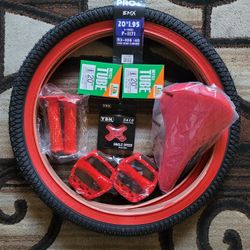 NEW Bicycle Bmx Parts Bundle 20" Red