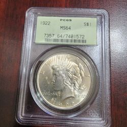 1922 PCGS MS64 S$1 Peace Dollar