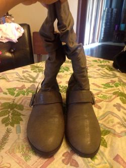 Grey material girl boots