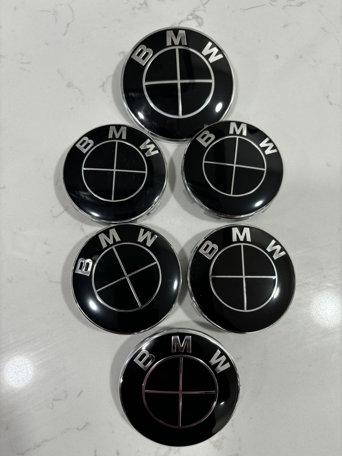 BMW Center Caps 68MM 5x112 Full Black Emblem