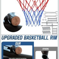 Basketball Rim, 18" Replacement Wall Mounted Outdoor Basketball Hoop, Heavy Duty Solid Steel, Double Spring Basketball Hoop Rim with All Weather Net