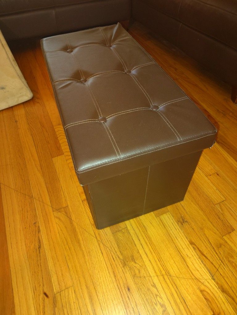 Brown Leather Ottoman 