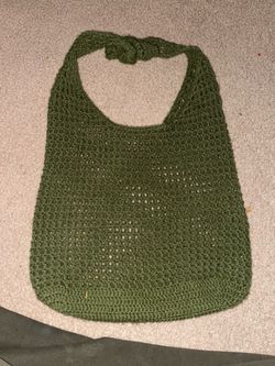 Handmade Olive Green Crochet Tote Bag