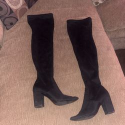 Thigh High Tight Velvet Boots