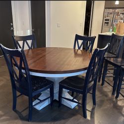 Custom Farmhouse Pedestal Table And Chairs