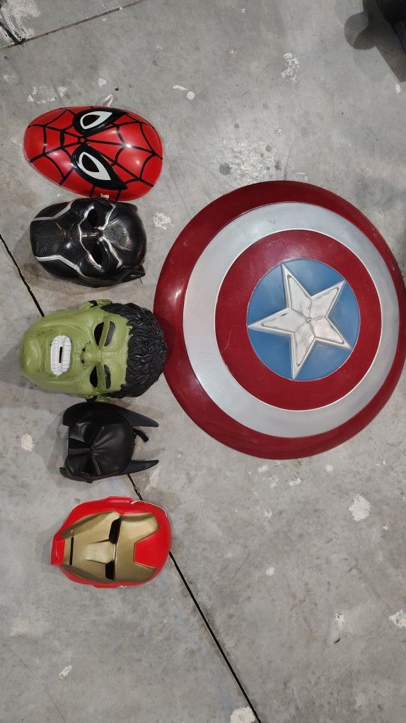 Superhero Masks And Captain America Sheild