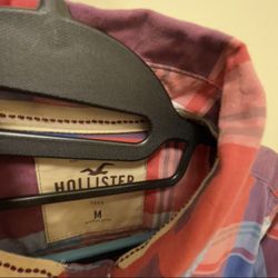 Hollister Mens M Dress Shirt Multicolor Plaid 