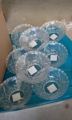 8 Clear Glass Pressed Pattern bowls