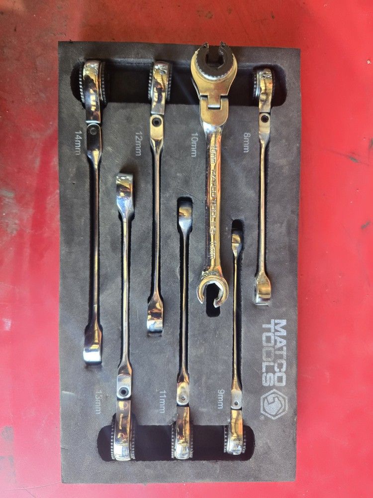 7 Piece Flex Racheting Flarenut Wrench Set 8mm - 14mm