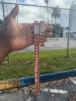 Miami Cuban Link Gold  Miami Cuban Link Chain Rose Gold Plated Heavy Diamond Lock