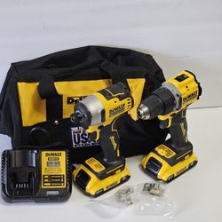 Dewalt ATOMIC 20-Volt MAX Lithium-Ion Cordless Combo Kit (2-Tool) with (2) 2.0Ah Batteries, Charger and Bag Brand New 