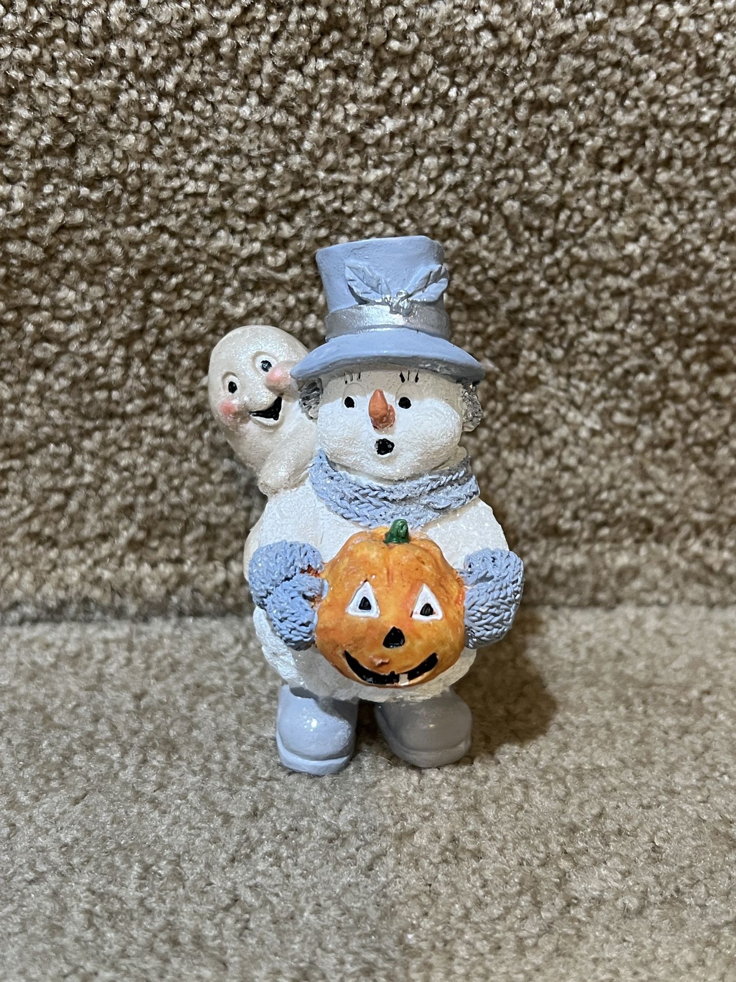Christmas Snowman Decor Snow Buddies Halloween Pumpkin Ghost figure 4”
