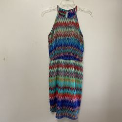 Women’s RENEE C. 100% Polyester, Multicolor Spaghetti, Strap, Elastic Waist Dress…size Small