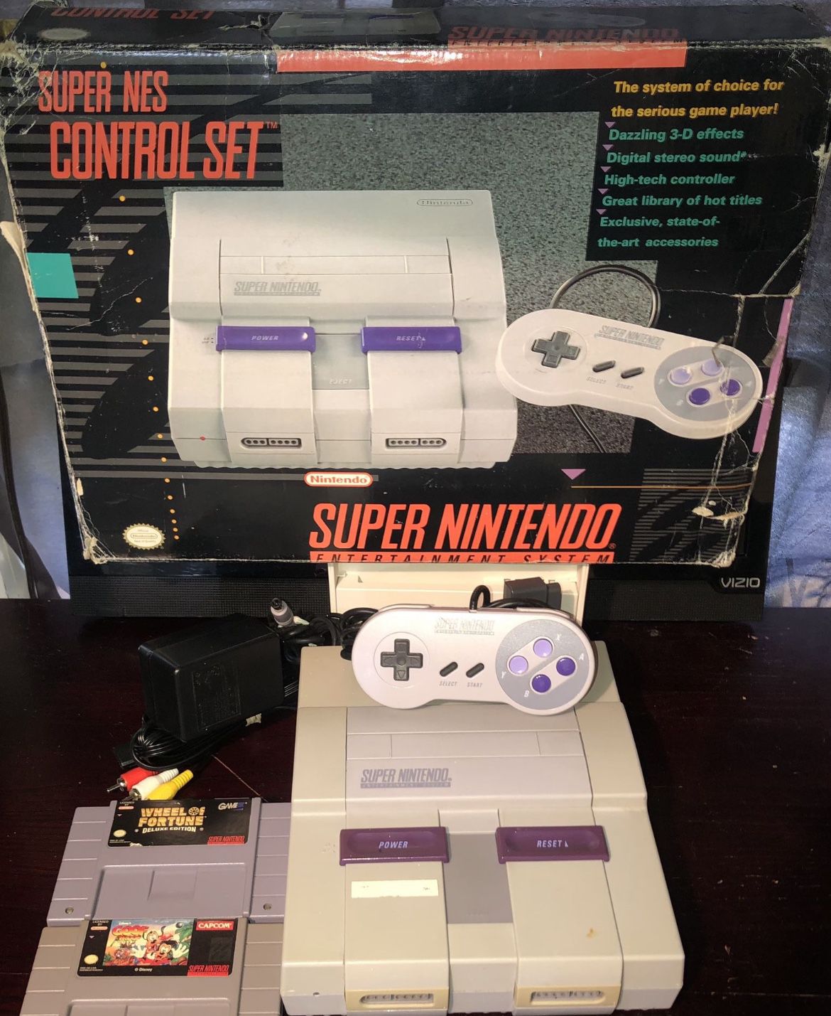 Super Nintendo In Box with all connections ,2 Controllers & 1 Game. Asking $275. Other Games Available, Message For Info 
