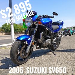 2005 Suzuki SV650 $2,895 cash price plus taxes and fees (low mileage)