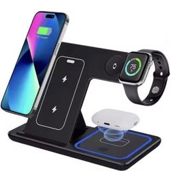 3 in 1 Wireless Charger 15W Fast Magnetic iPhone Apple Watch AirPods Foldable