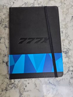 Boeing 777X Black Notebook Journal with Elastic Band, Black Cover