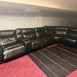 6 Piece Entertainment Leather Sofa