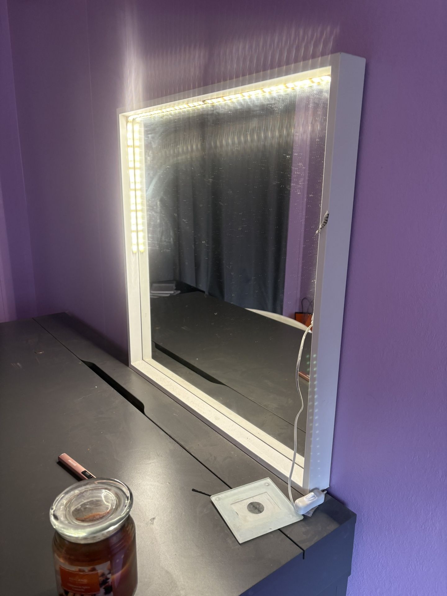 desk with mirror vanity