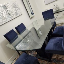 6 Chair Glass Dinning Table Set