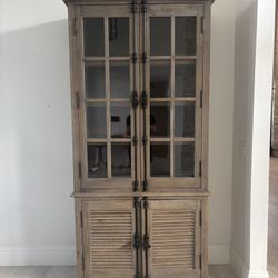 2 Restoration Hardware Solid Wood Glass-Door Storage Cabinets Delivery Available!
