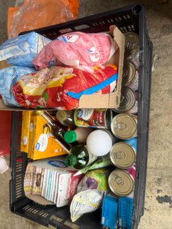 Mixed Grocery Lot in Plastic Crate