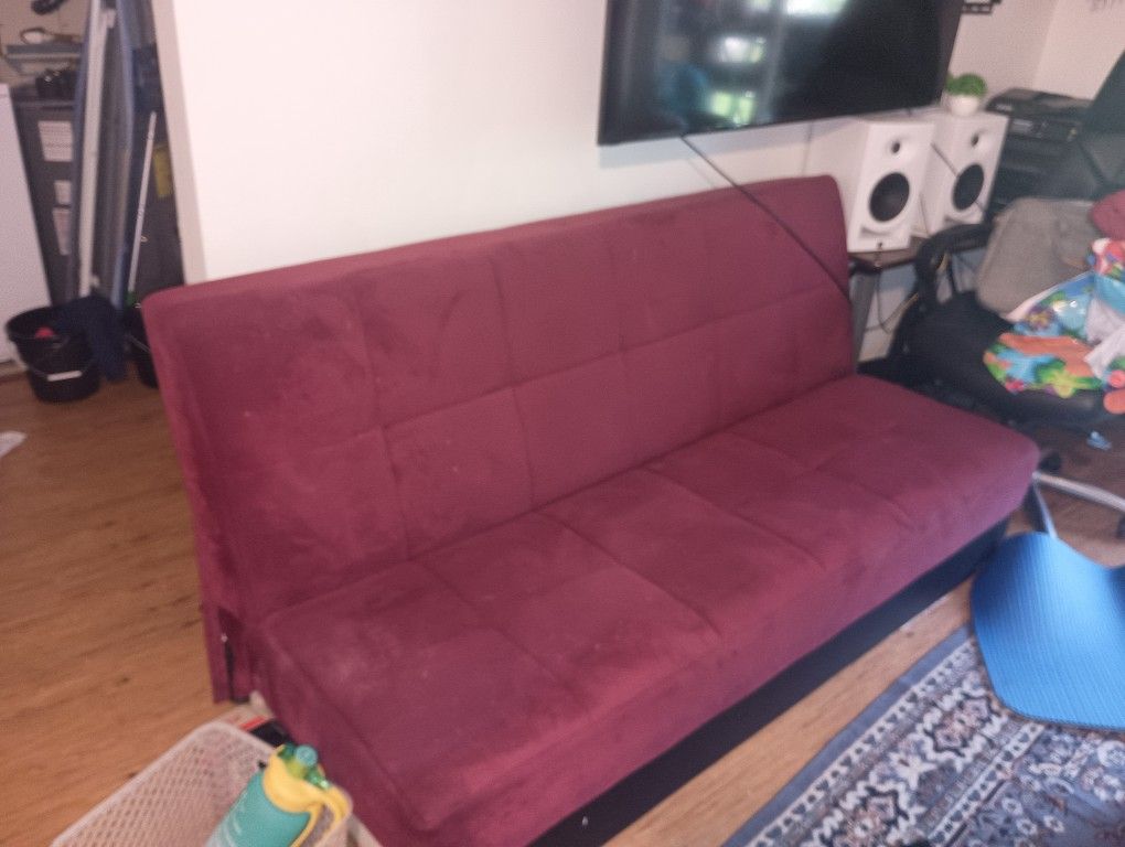 Sofa, Futon, Convertible Sofa Bed, Red