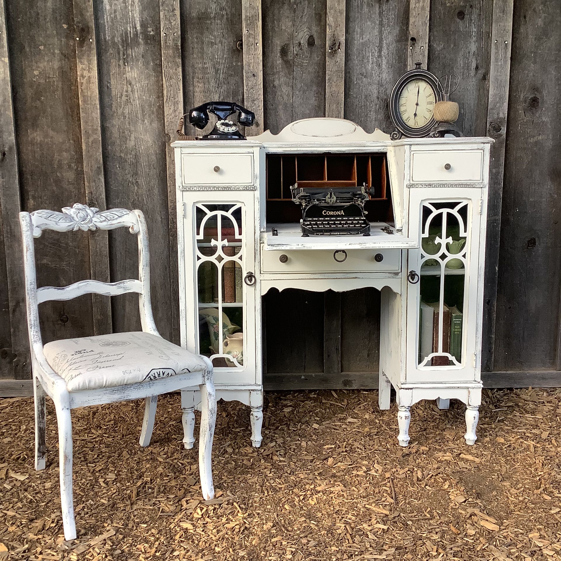 “Shabby Chic” Vintage Writing Desk And Chair