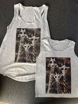 Matching Tank Adult and Child Giraffes with Sunglasses