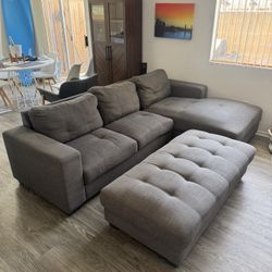 Couch and Ottoman (Grey)