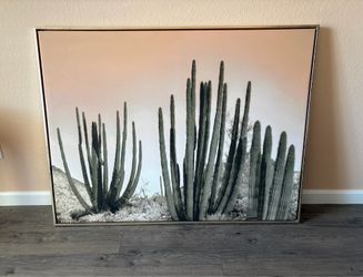 Large Framed Cactus Canvas