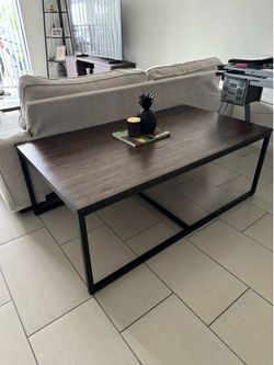 Dark Wood and Metal Coffee Table