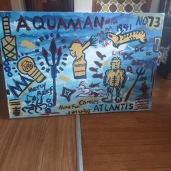 D.C. Comics "Aquaman 1941 NO.73" Painting on Canvas (47x31)