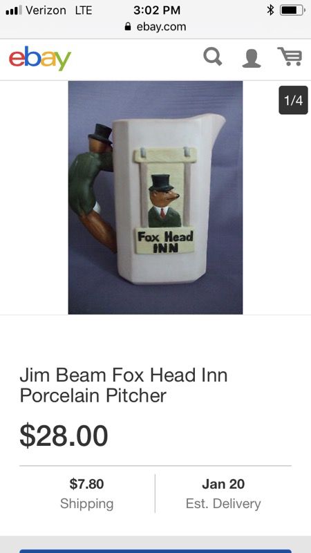 Jim Bean Fox head porcelain pitcher