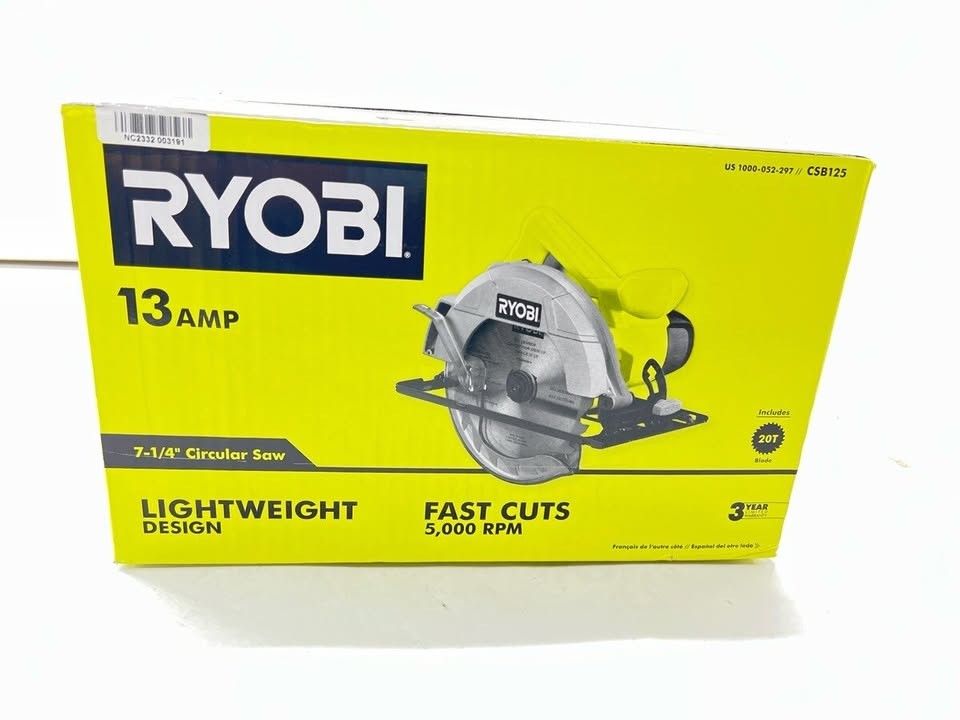 NEW RYOBI CSB125 13 Amp Corded 7-1/4 Inch Circular Saw
