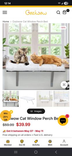 Cat bed window perch