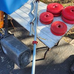 Straight & Curling Weightlifting Bar & Plates 
