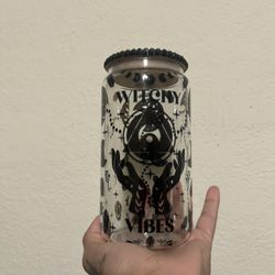 Witchy Vibes Glass Rhinestone Lid 