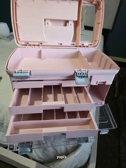 Pink Plastic Organizer Case with Drawers