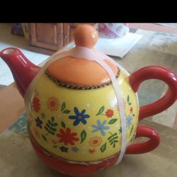 Mother's Day Gift "You are my Sunshine" Floral Ceramic 7 inch Teapot Set Granny