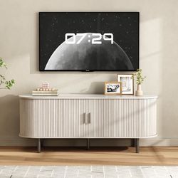 Modern Wood TV Stand with Storage and Shelves to Fit up to 80" TVs