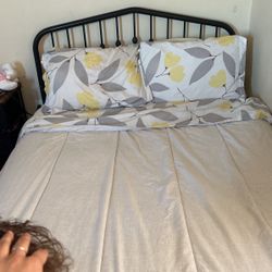 Full Size Bed Frame And Mattress Metal Black 