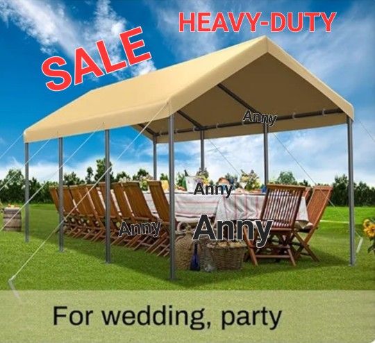 10x20 ft Extra Large Heavy Duty Carport Car Canopy Garage with 8 Reinforced Poles Green ,Canopy Party Tent