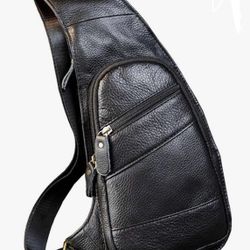 Mochila estilo bandolera de piel para hombres 