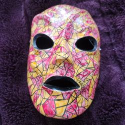 Vintage Acryllic Ink  Geometric Mask.from Las Vegas 