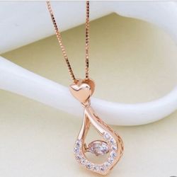 Twinkling Tear Drop Rose Gold Necklace