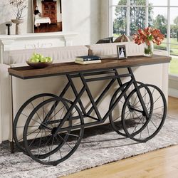 Tribesigns 70.9-Inch Extra Long Console Table, Narrow Sofa Table with Bicycle Metal Base, Modern Industrial Entryway Table Behind Couch Table for Livi