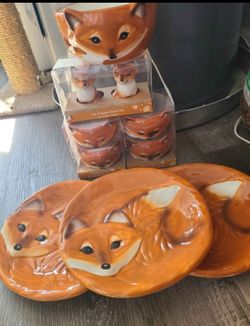 Fox Ceramic Kitchen Set – Plates, Mug, Ramekins, Salt & Pepper