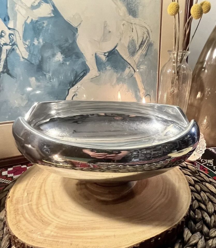 RETRO BEAUTIFUL NEIL COHEN 2010 NAMBE ANVIL BOWL CRAFTED METAL CRADLE-MT0348